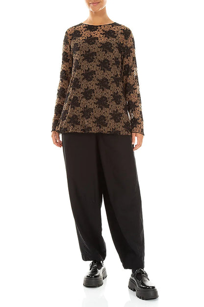 Black Floral Cotton Lace Blouse