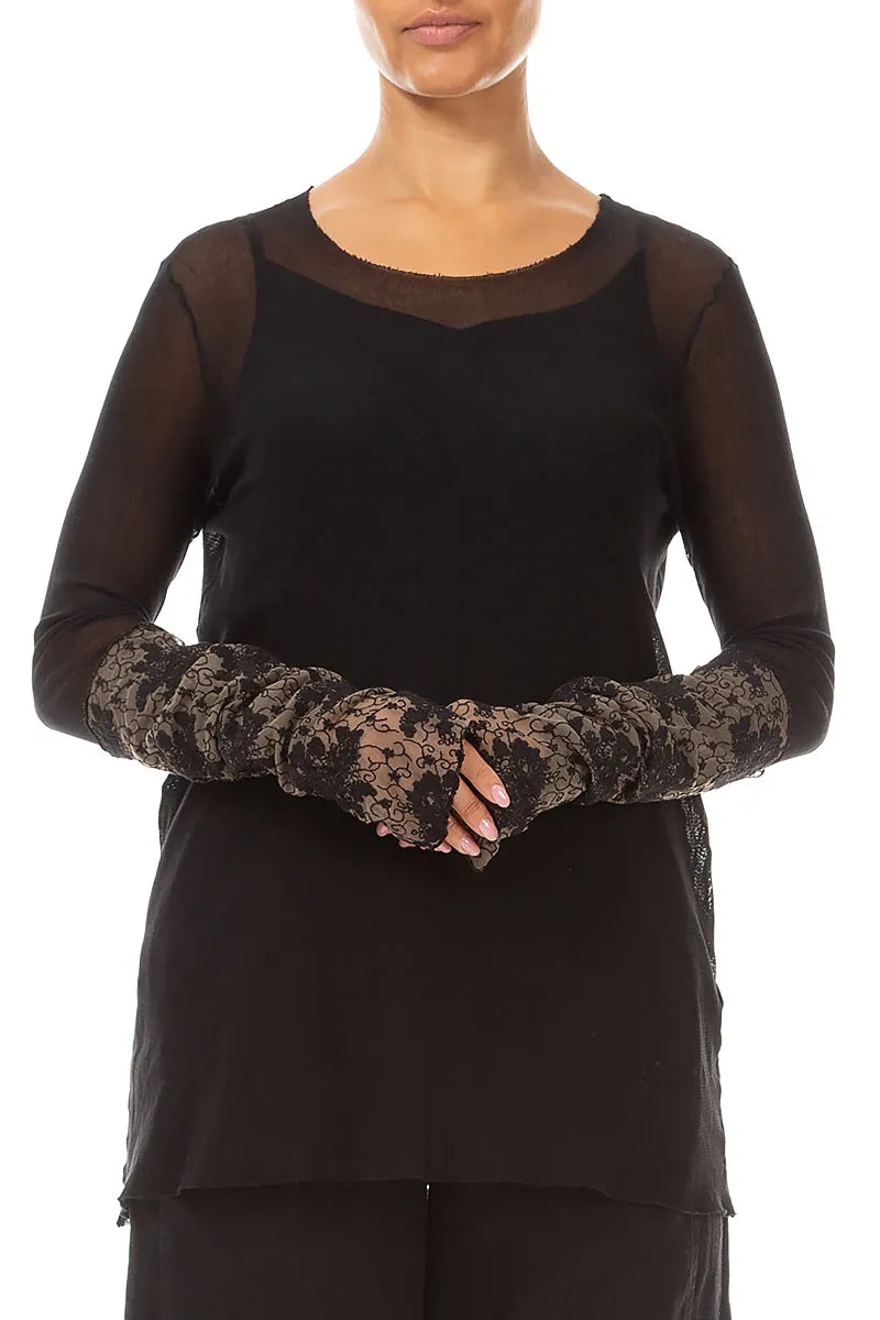 Black Floral Cotton Lace Wristlets