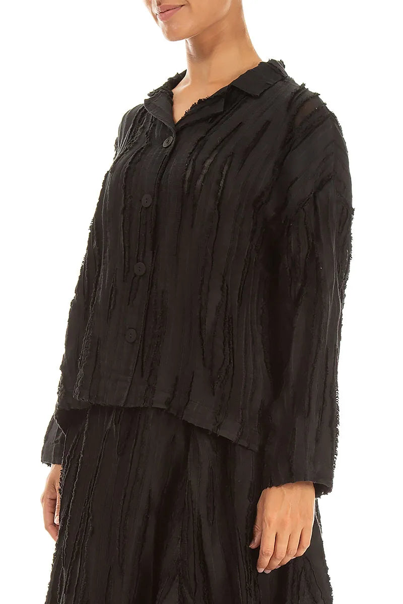 Black Fray Weave Jacket 3