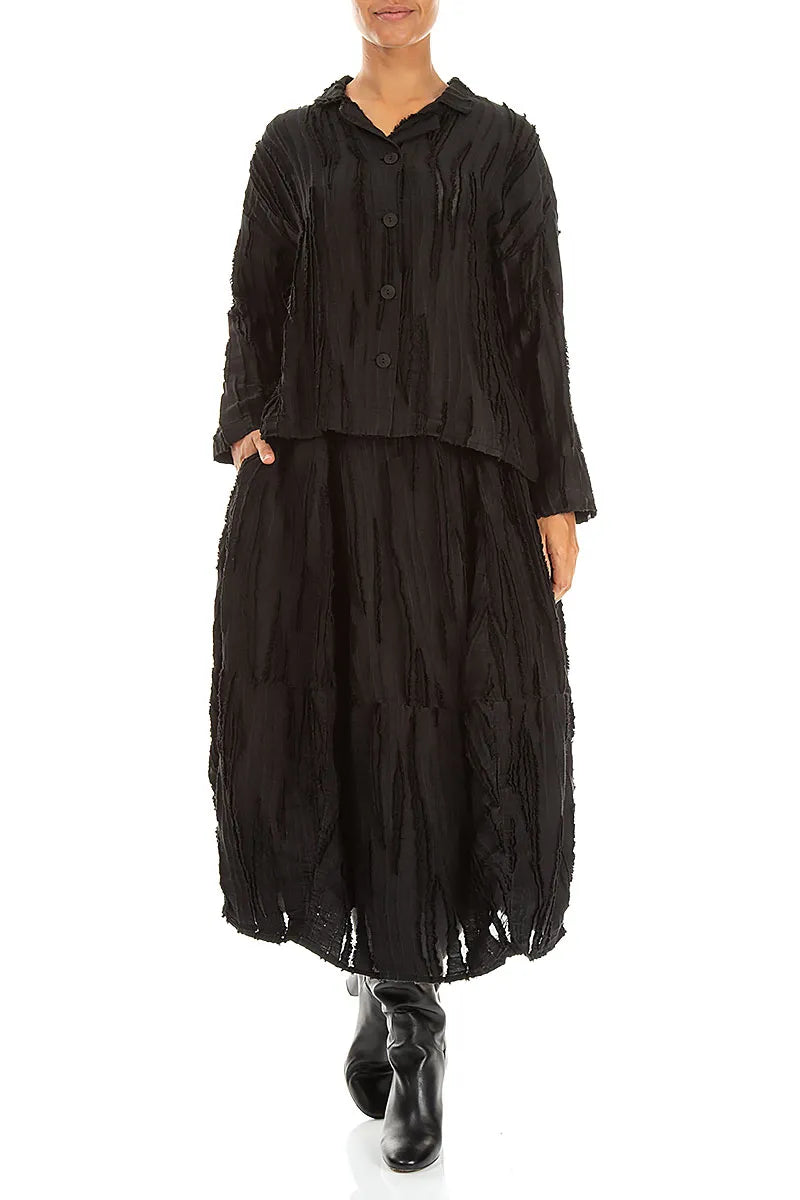 Black Fray Weave Skirt