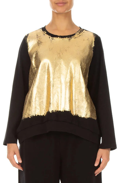 Black Gold Metallic Cotton Blouse 1