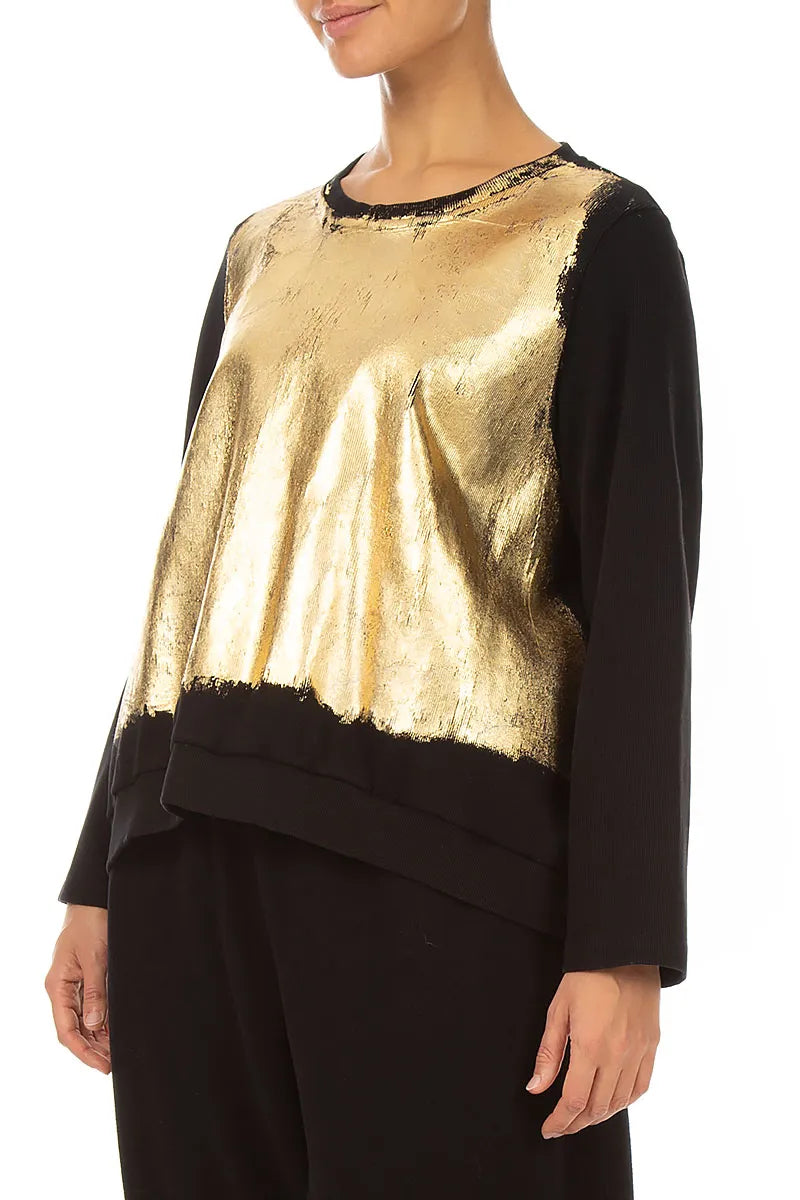 Black Gold Metallic Cotton Blouse 3