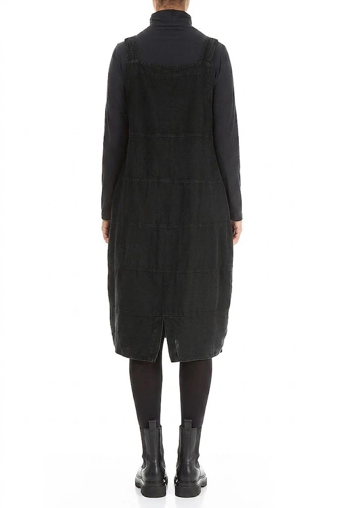 Robe salopette noire en Lin