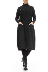 Black Linen Dungaree Dress 4