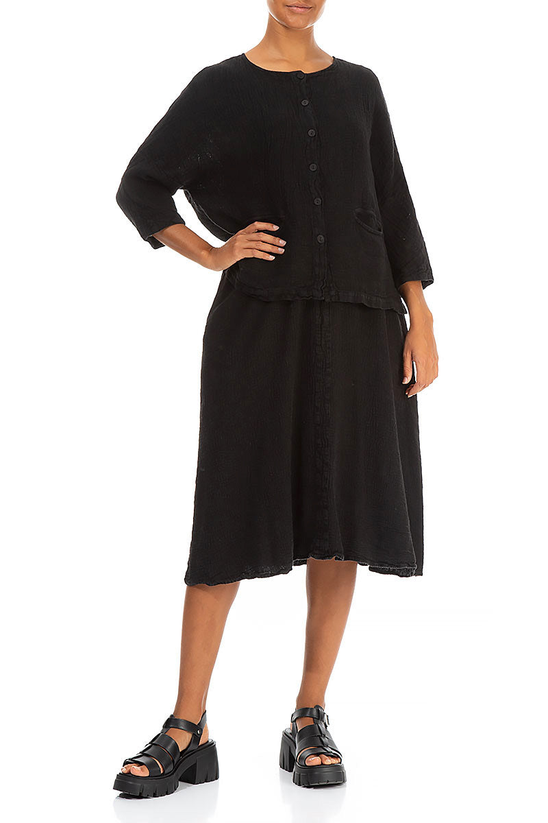 Chemisier veste en lin mélangé noir