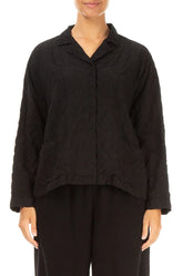 Black Pleated Silk Bamboo Jacket 1