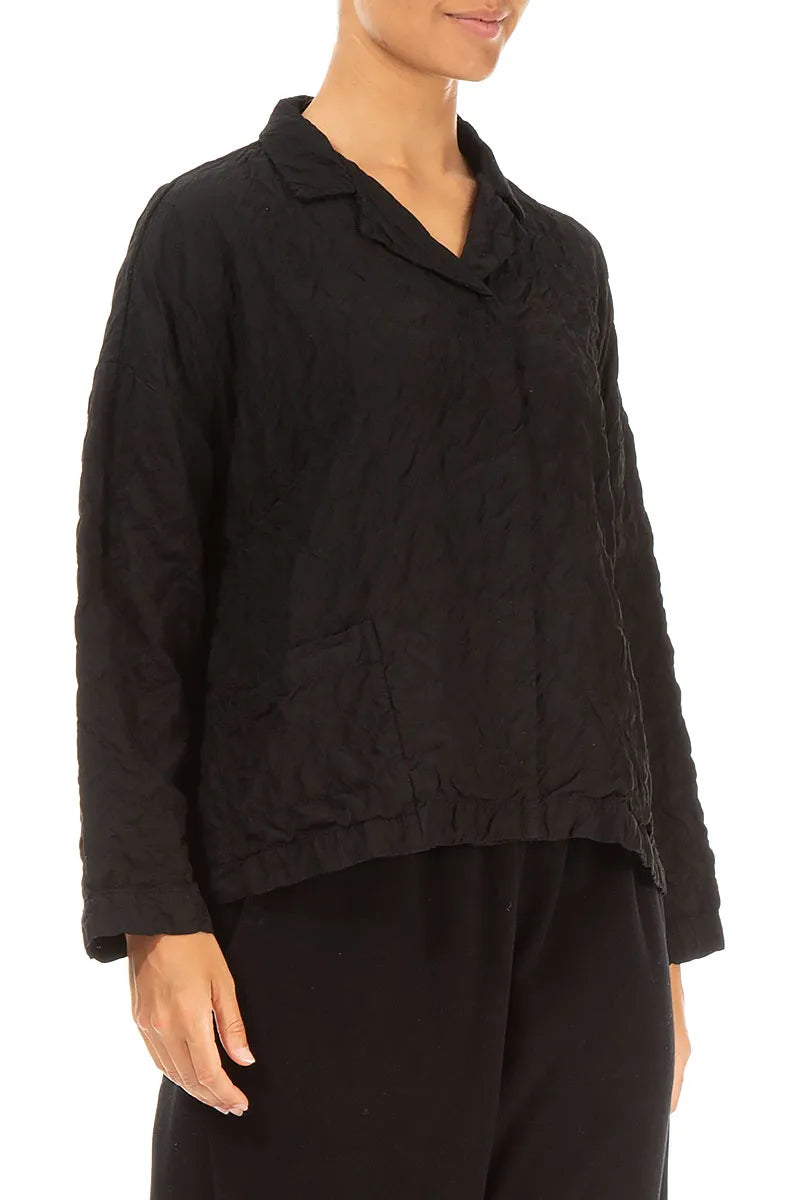 Black Pleated Silk Bamboo Jacket 3