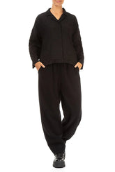 Black Pleated Silk Bamboo Jacket 4