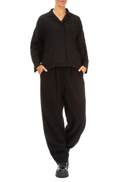 Black Pleated Silk Bamboo Jacket 4