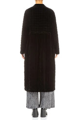Black Pleated Silk Velvet Jacket - Coat 3