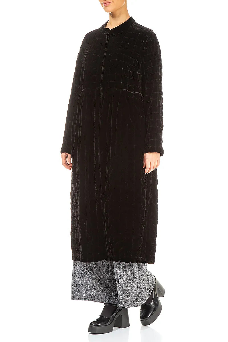 Black Pleated Silk Velvet Jacket - Coat 4