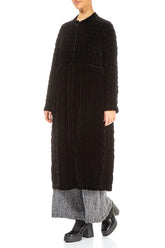 Black Pleated Silk Velvet Jacket - Coat 4