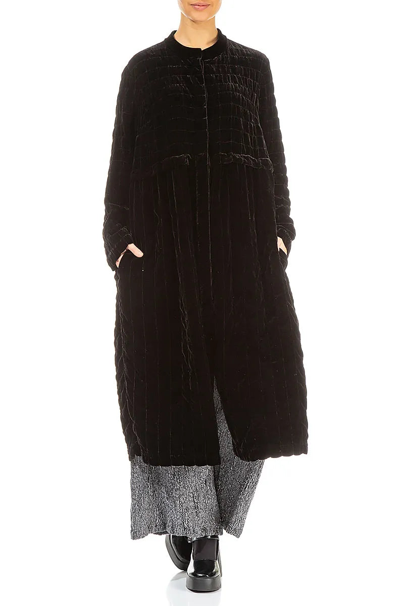 Black Pleated Silk Velvet Jacket - Coat 5