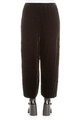 Black Pleated Silk Velvet Trousers 2