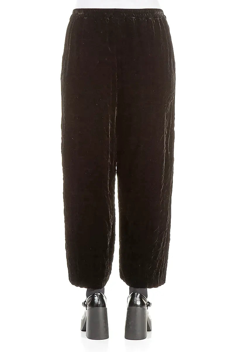 Black Pleated Silk Velvet Trousers 2