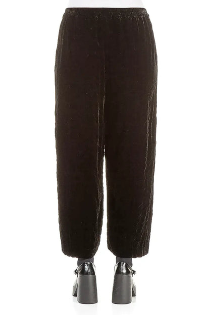 Black Pleated Silk Velvet Trousers 2