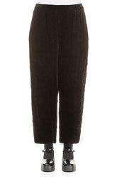 Black Pleated Silk Velvet Trousers 1