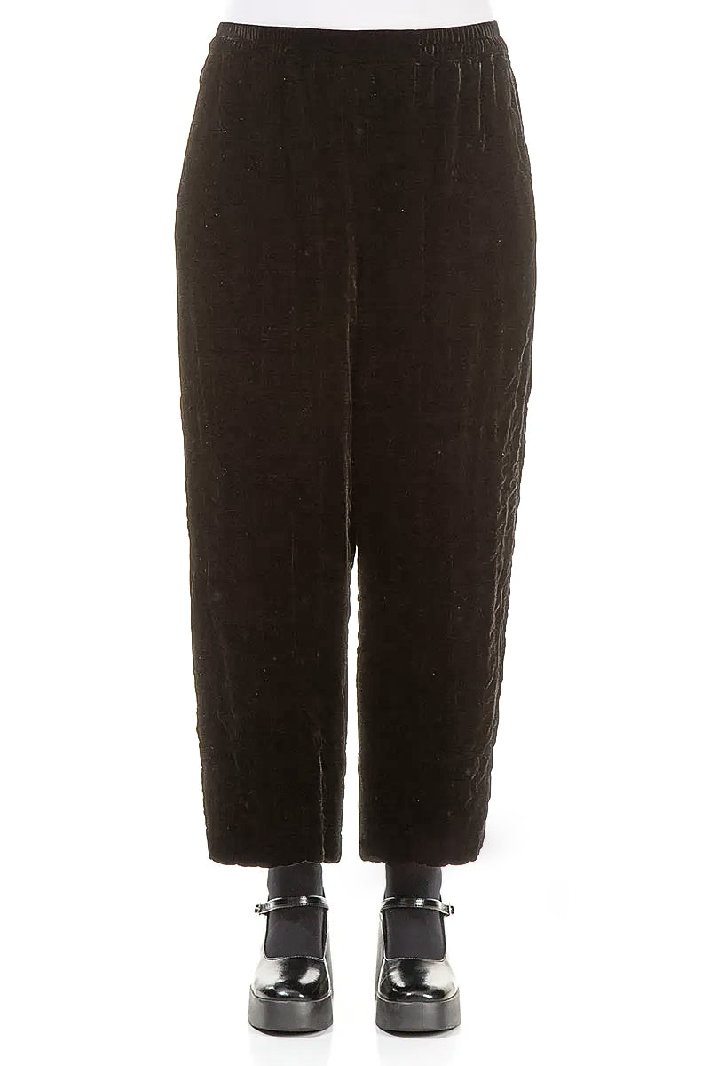 Black Pleated Silk Velvet Trousers 1