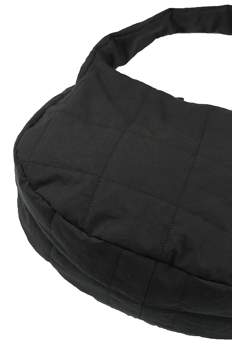 Black Quilted Cotton Crescent Bag