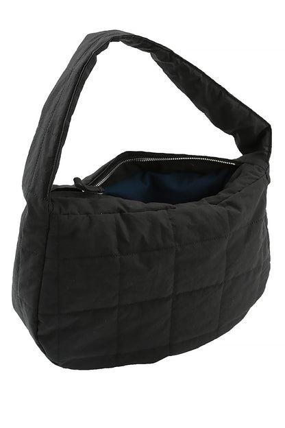 Black Quilted Cotton Crescent Bag