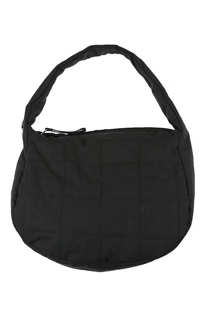 Black Quilted Cotton Crescent Bag