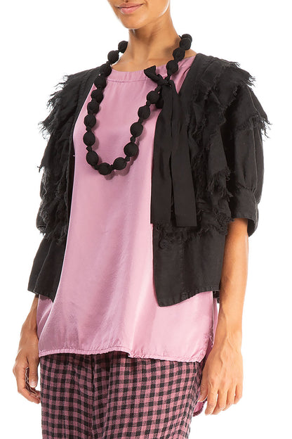 Black Silk Bead Necklace 3