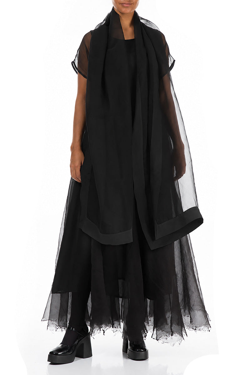 Black Silk Chiffon Scarf