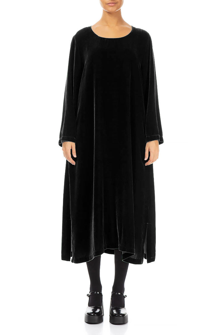 Grizas Faded Black Silk 3/4 Sleeve Dress
