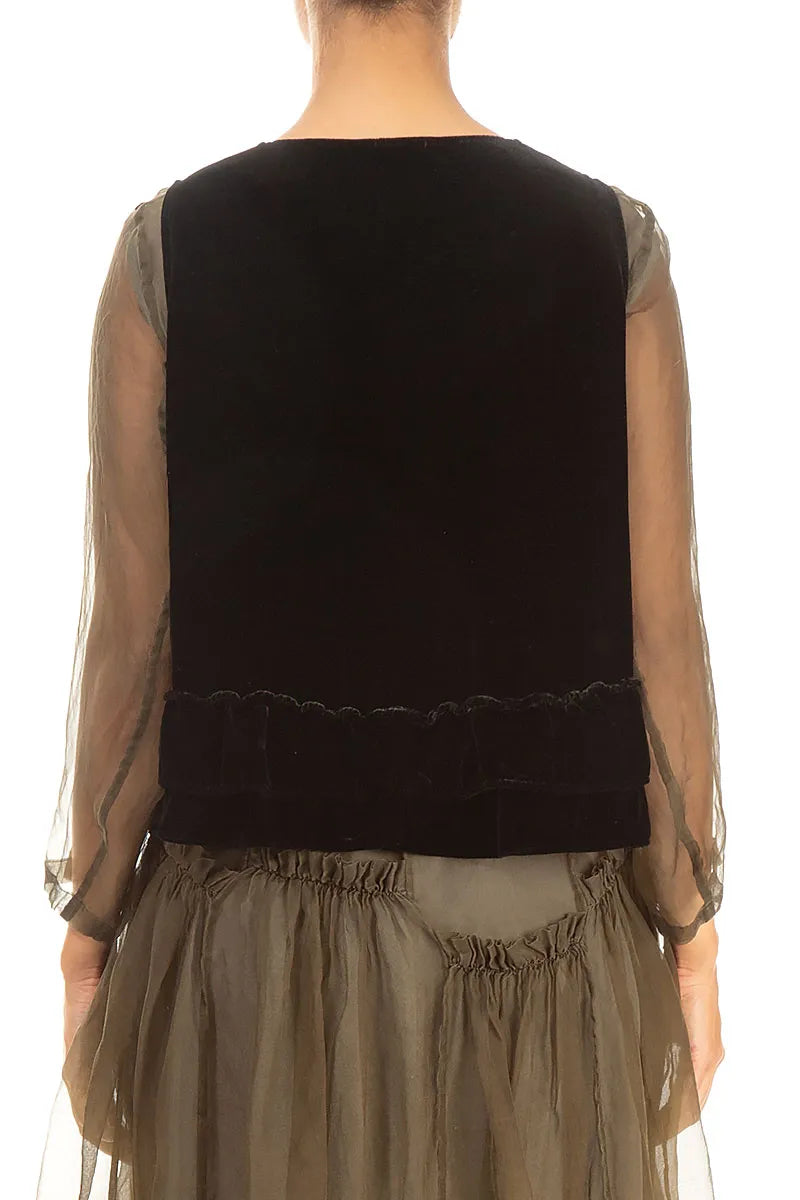 Schwarze Seidensamtweste