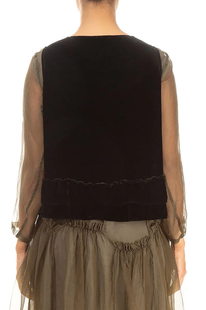 Schwarze Seidensamtweste