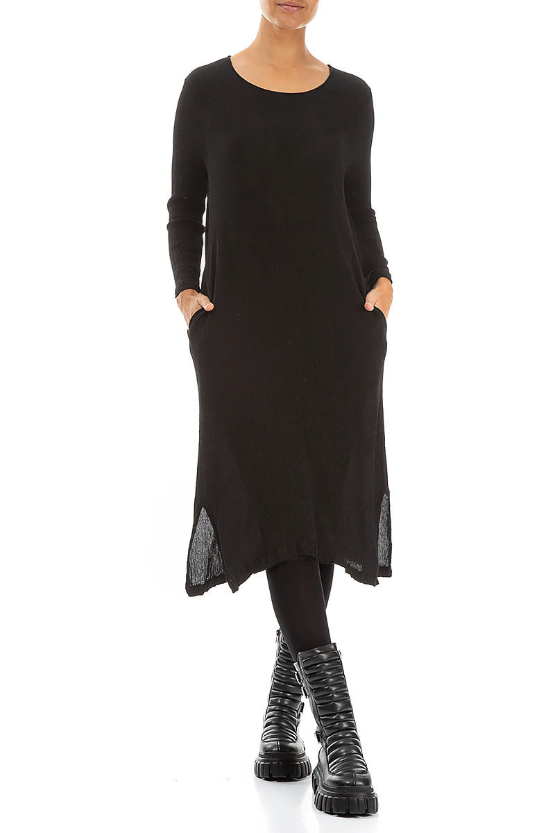 Black Silk Viscose Shift Dress