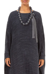 Black Silver Silk Bead Necklace 1