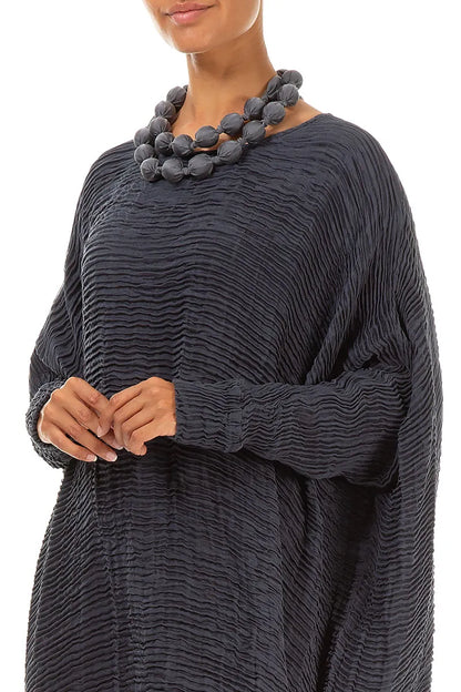 Black Silver Silk Bead Necklace 3