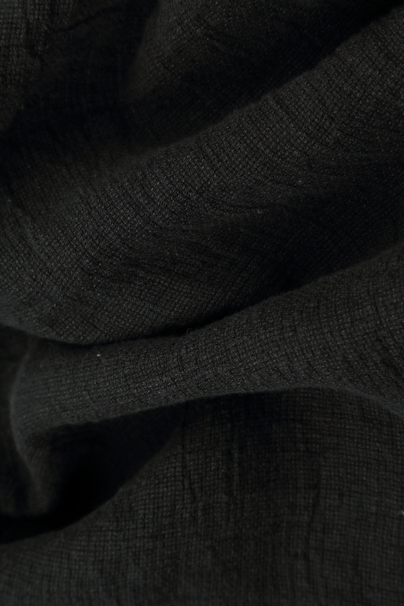 Black Sweetheart Neck Mélange Linen Blouse