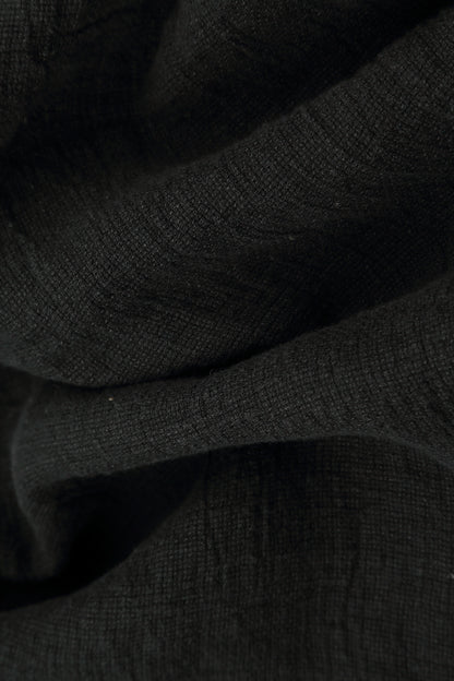 Black Sweetheart Neck Mélange Linen Blouse