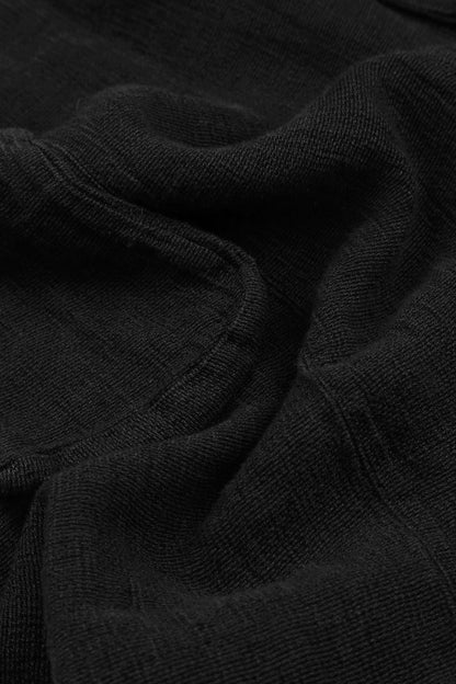 Black Sweetheart Neck Mélange Linen Blouse