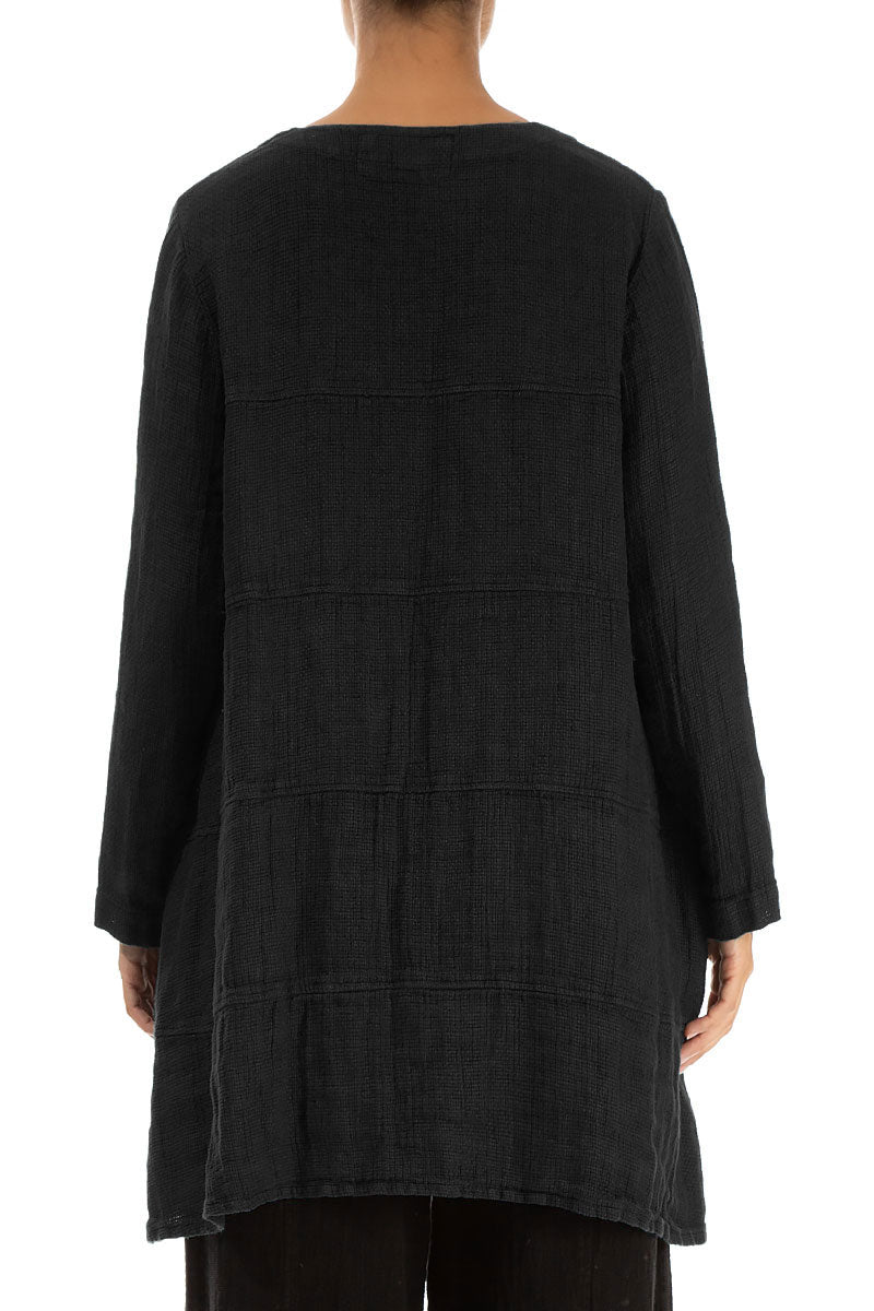 Black Textured Linen Tunic