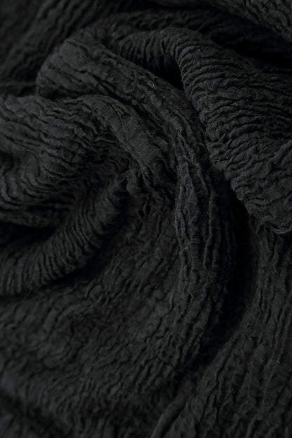 Jupe crayon en lin et soie texturée noire