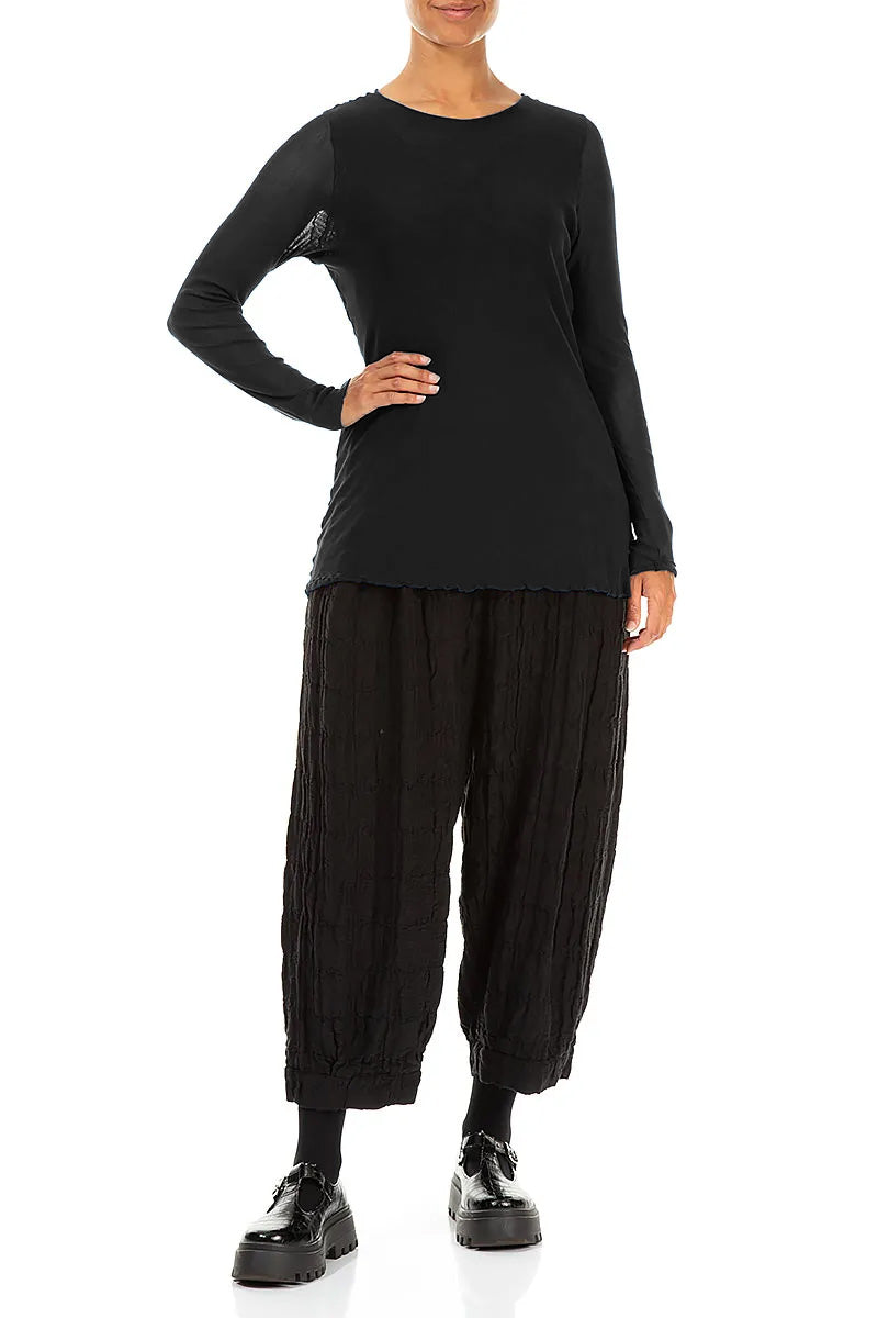 Black Mesh Soft Cotton Blouse 4