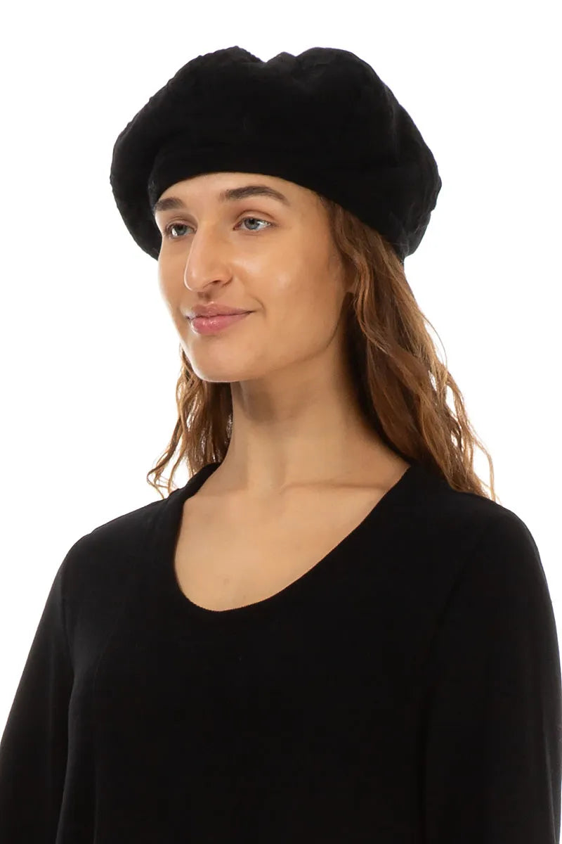Black Wavy Cotton Beret 4