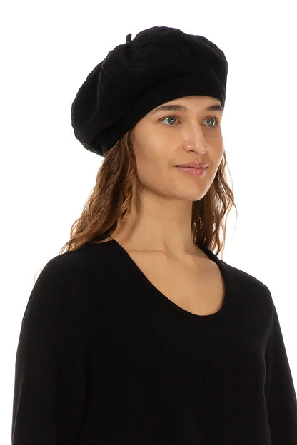 Black Wavy Cotton Beret 2
