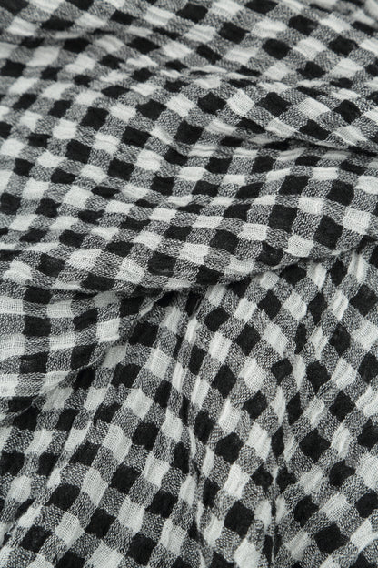 Black &amp; White Check Linen Scarf 4