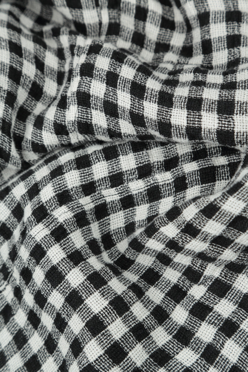 Black &amp; White Check Linen Scarf