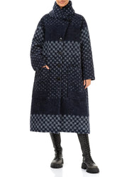 Blue Alpaca Wool Trapeze Coat 5