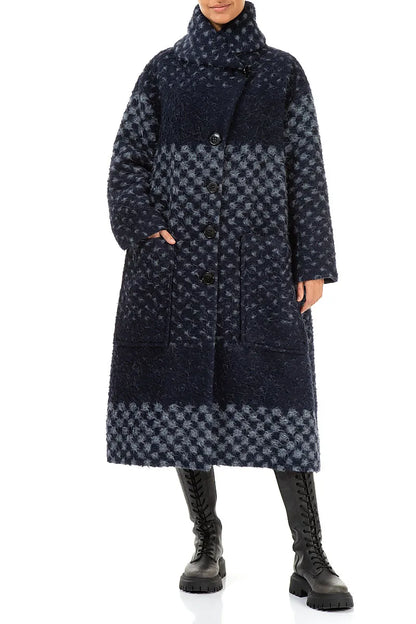 Blue Alpaca Wool Trapeze Coat 5