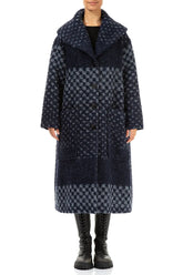 Blue Alpaca Wool Trapeze Coat 1