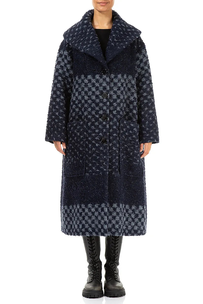 Blue Alpaca Wool Trapeze Coat 1