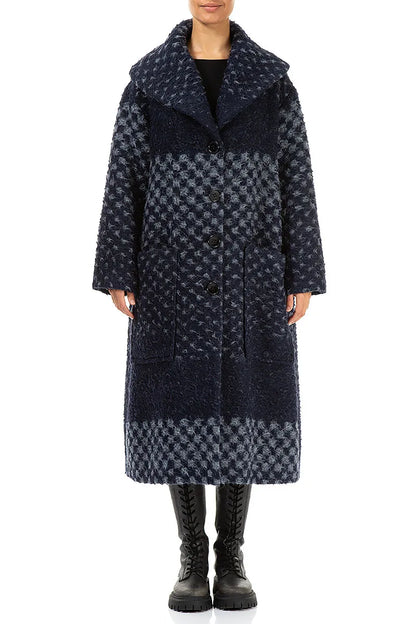 Blue Alpaca Wool Trapeze Coat 1