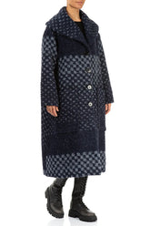 Blue Alpaca Wool Trapeze Coat 4