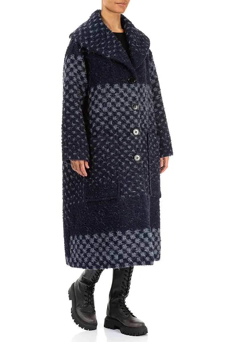 Blue Alpaca Wool Trapeze Coat 4